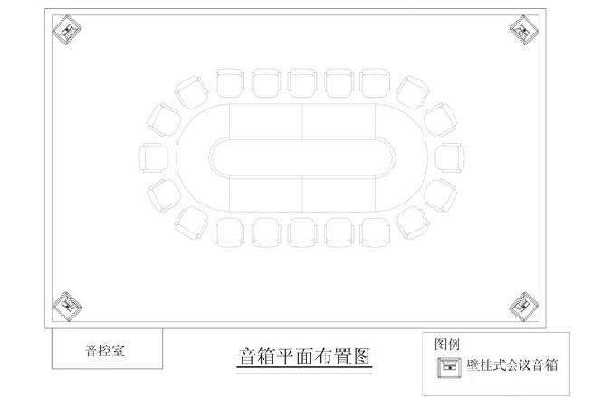 小型会议室音箱平面布置图